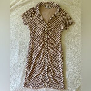 AsterVintage  Lined Check and Floral Collar Neck Women’s Dress Size Medium